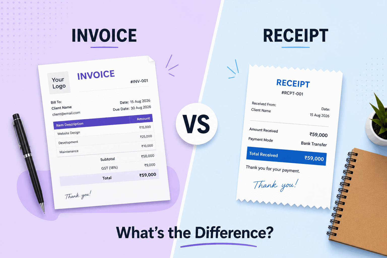 Invoice vs Receipt: What's the Difference? (With Examples)